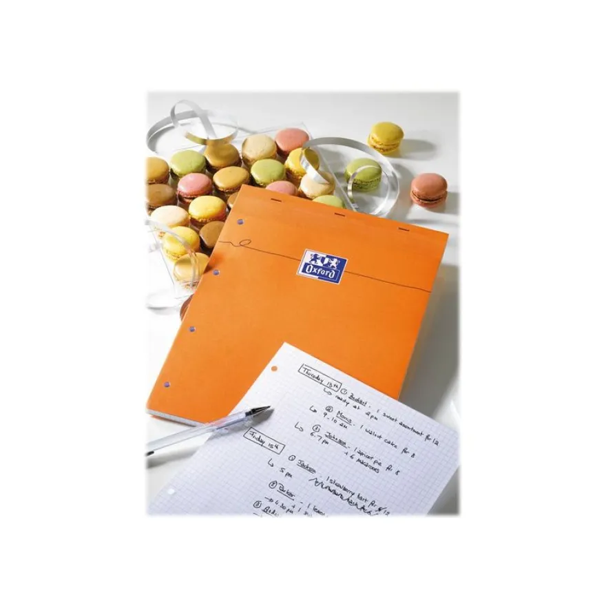Oxford - Bloc notes - A4 + - 160 pages - petits carreaux - 80G - perforé - orange