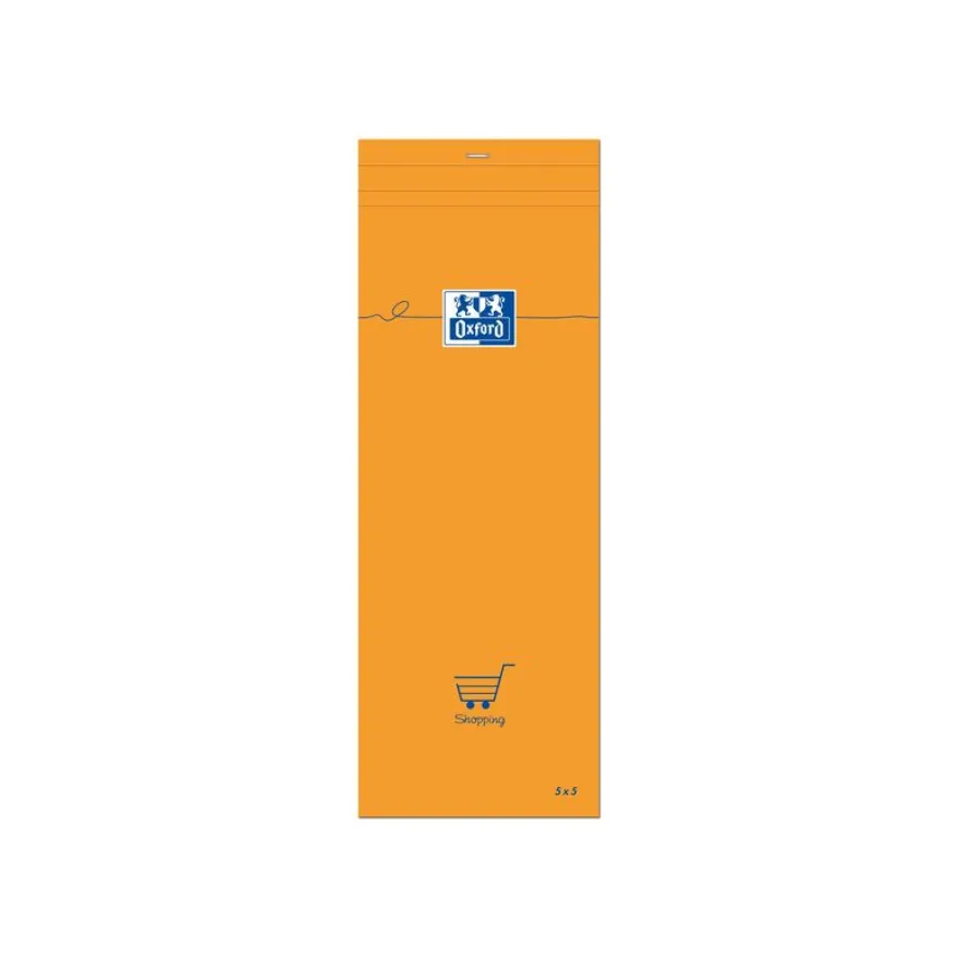 Oxford - Bloc shopping - 7,4 x 21 cm - 160 pages - petits carreaux - 80G - orange