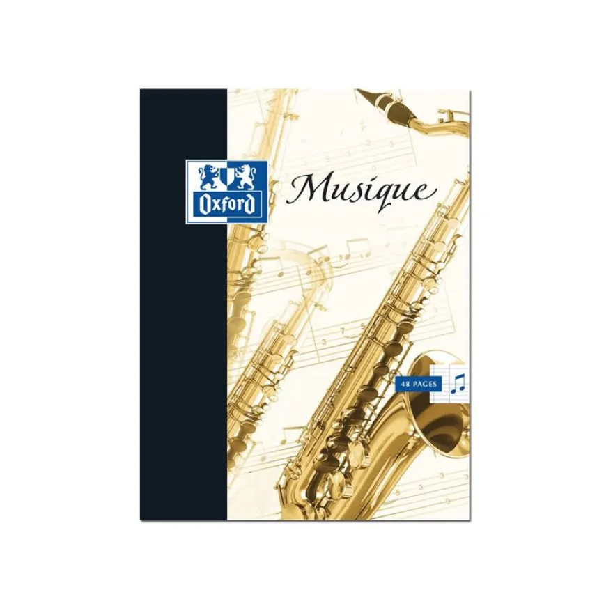 Oxford - Cahier de musique A4 (21x29,7 cm) - 48 pages - 24 pages à portée et 24 pages grands carreaux