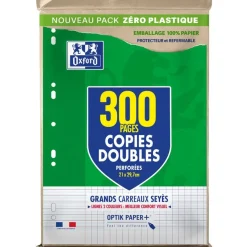 Oxford - copies doubles - 300 pages - A4 - grands carreaux (Seyes) - perforées