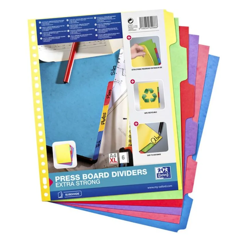 Oxford - Intercalaire 6 positions - A4 Maxi - carte colorée
