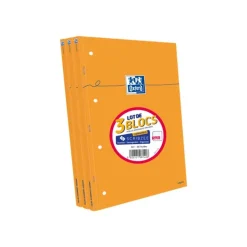 Oxford - Pack de 3 Blocs notes - A4 - 160 pages - grands carreaux - perforés