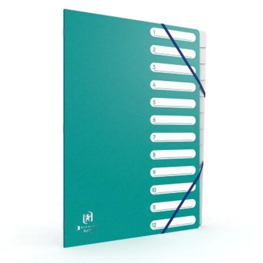 Oxford Bicolor Recyc+ - Trieur carte 12 positions - A4 - disponible dans différentes couleurs