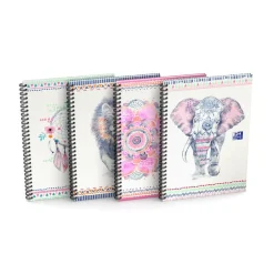 Oxford Boho Chic - Cahier spiralé B5 (19 x 25 cm) - 120 pages - petits carreaux ( 5x5 cm)