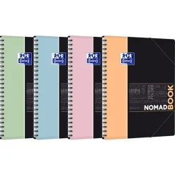 Oxford etudiants - Cahier Nomadbook 240x310 A4+avec pochettes 3 rabats - 160 pages - Petits carreaux (5x5) - Double spirale - Disponible dans différentes couleurs pastel