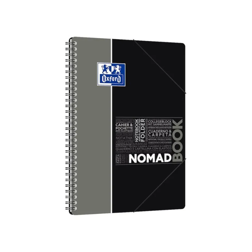 Oxford Etudiants - Cahier Nomadbook B5 (19 x 25 cm) avec pochettes 3 rabats - 160 pages - petits carreaux (5x5 mm) - double spirale - disponible dans différentes couleurs