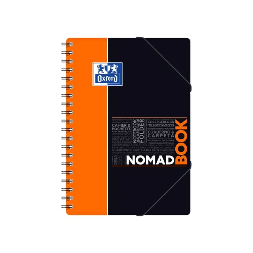Oxford Etudiants - Cahier Nomadbook B5 (19 x 25 cm) avec pochettes 3 rabats - 160 pages - petits carreaux (5x5 mm) - double spirale - disponible dans différentes couleurs