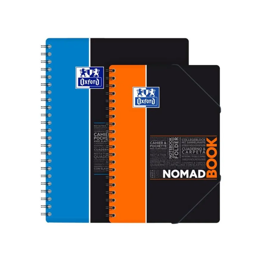 Oxford Etudiants - Cahier Nomadbook B5 (19 x 25 cm) avec pochettes 3 rabats - 160 pages - petits carreaux (5x5 mm) - double spirale - disponible dans différentes couleurs