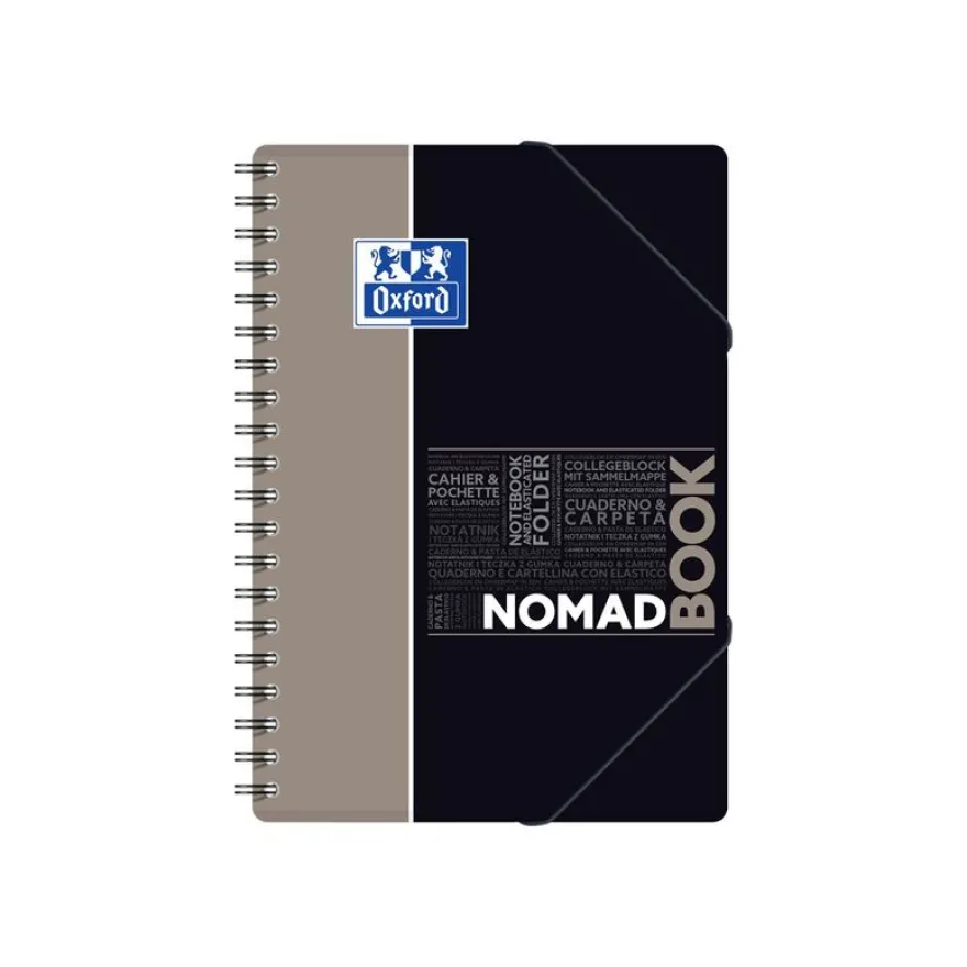 Oxford Etudiants - Cahier Nomadbook B5 (19 x 25 cm) avec pochettes 3 rabats - 160 pages - petits carreaux (5x5 mm) - double spirale - disponible dans différentes couleurs