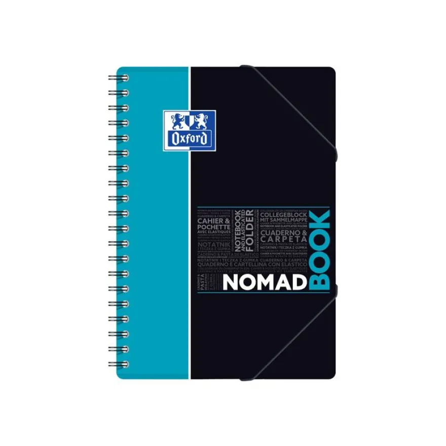Oxford Etudiants - Cahier Nomadbook B5 (19 x 25 cm) avec pochettes 3 rabats - 160 pages - petits carreaux (5x5 mm) - double spirale - disponible dans différentes couleurs