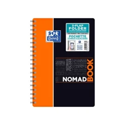 Oxford Etudiants - Cahier Nomadbook B5 (19 x 25 cm) avec pochettes 3 rabats - 160 pages - petits carreaux (5x5 mm) - double spirale - disponible dans différentes couleurs