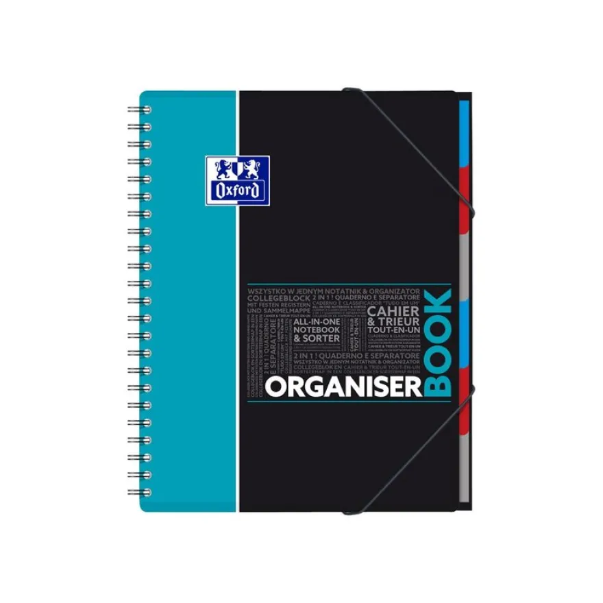 Oxford Etudiants - Cahier trieur Organiserbook A4+ (24 x 29,7 cm) - 160 pages - petits carreaux (5x5 mm) - disponible dans différentes couleurs
