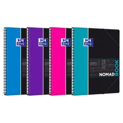 Oxford Etudiants - Cahier Nomadbook A4+ (24 x 29,7 cm) avec pochettes 3 rabats - 160 pages - grands carreaux (Seyes) - double spirale - disponible dans différentes couleurs