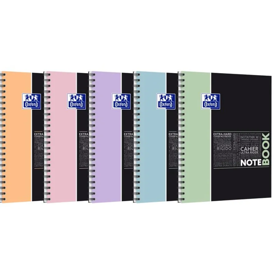 Oxford etudiants - Cahier Notebook 230x297 - 160 pages - Petits carreaux (5x5) - Double spirale - Disponible dans différentes couleurs pastel