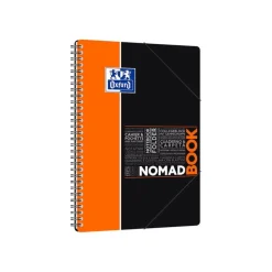 Oxford Etudiants - Cahier Nomadbook B5 (19 x 25 cm) avec pochettes 3 rabats - 160 pages - grands carreaux (Seyes) - double spirale - disponible dans différentes couleurs
