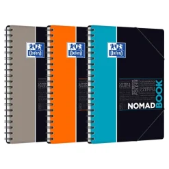 Oxford Etudiants - Cahier Nomadbook B5 (19 x 25 cm) avec pochettes 3 rabats - 160 pages - grands carreaux (Seyes) - double spirale - disponible dans différentes couleurs