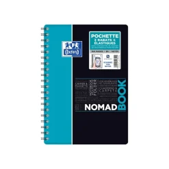 Oxford Etudiants - Cahier Nomadbook B5 (19 x 25 cm) avec pochettes 3 rabats - 160 pages - grands carreaux (Seyes) - double spirale - disponible dans différentes couleurs