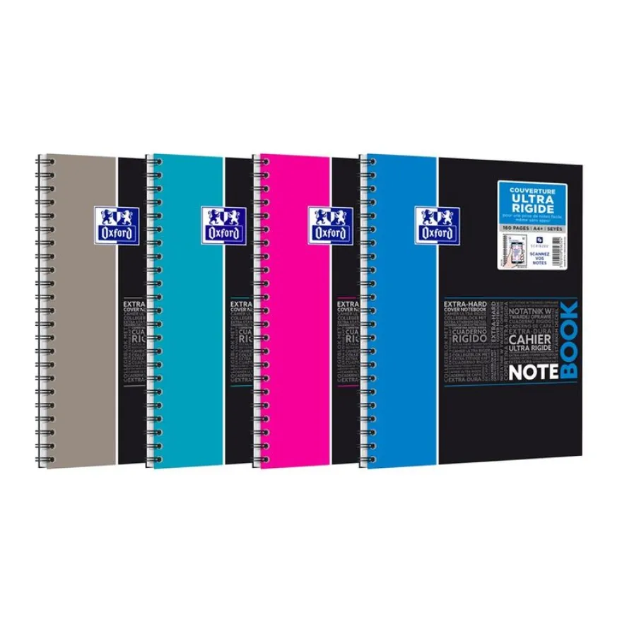 Oxford Etudiants - Cahier Notebook A4+ (24 x 29,7 cm) - 160 pages - grands carreaux (Seyes) - double spirale - disponible dans différentes couleurs