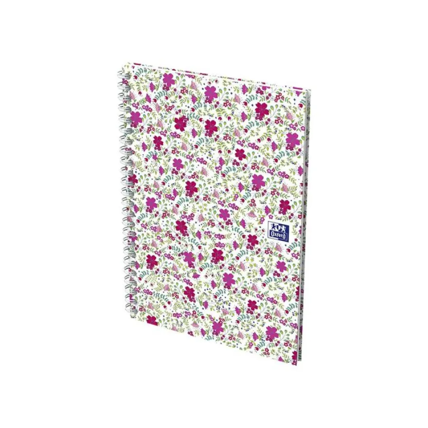 Oxford Floral - Carnet de notes à spirale - A5 - 120 pages - ligné