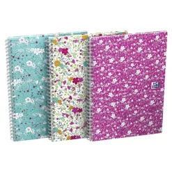 Oxford Floral - Carnet de notes à spirale - A5 - 120 pages - ligné