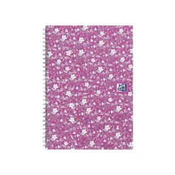 Oxford Floral - Carnet de notes à spirale - A5 - 120 pages - petits carreaux