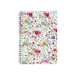 Oxford Floral - Carnet de notes à spirale - A5 - 120 pages - petits carreaux