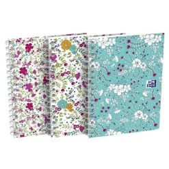 Oxford Floral - Carnet de notes à spirale - A6 - 100 pages - petits carreaux