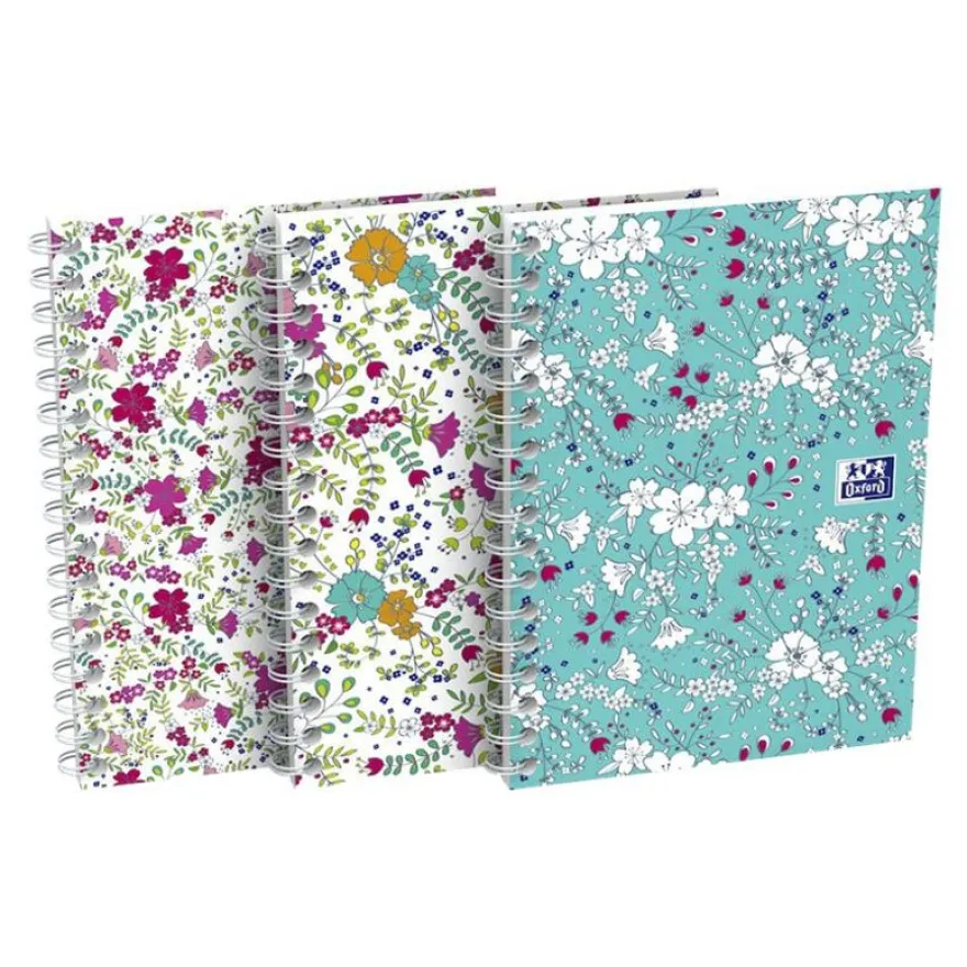 Oxford Floral - Carnet de notes à spirale - A6 - 100 pages - petits carreaux