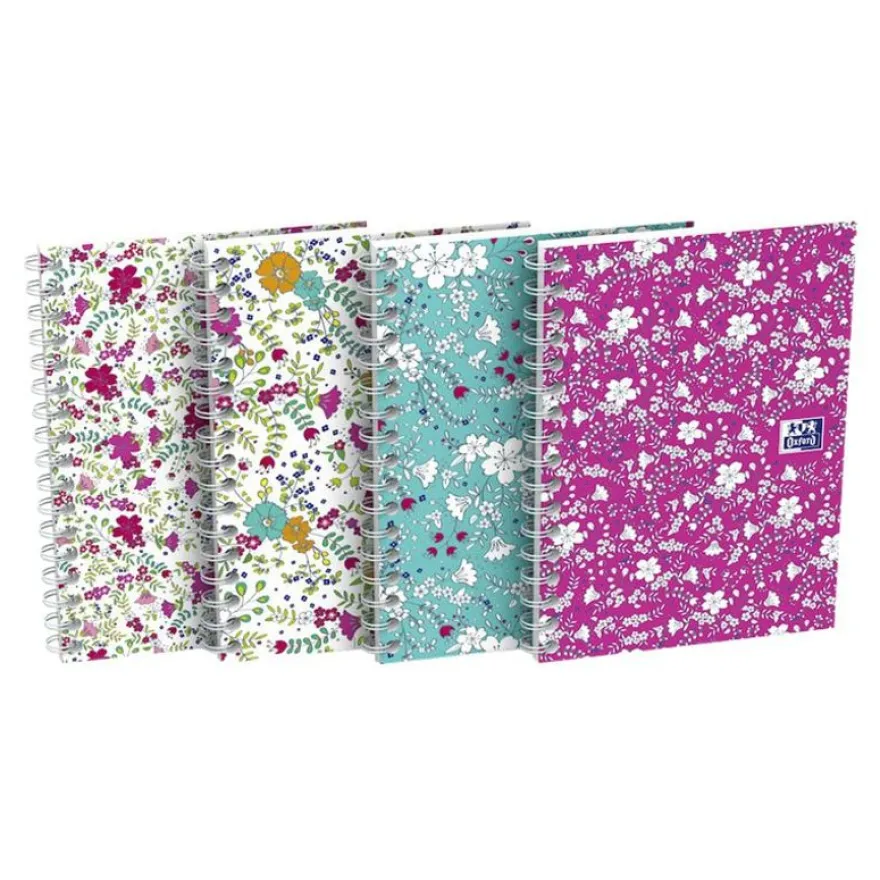 Oxford Floral - Carnet de notes à spirale - A6 - 100 pages - petits carreaux