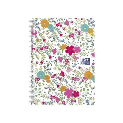 Oxford Floral - Carnet de notes à spirale - A6 - 100 pages - petits carreaux