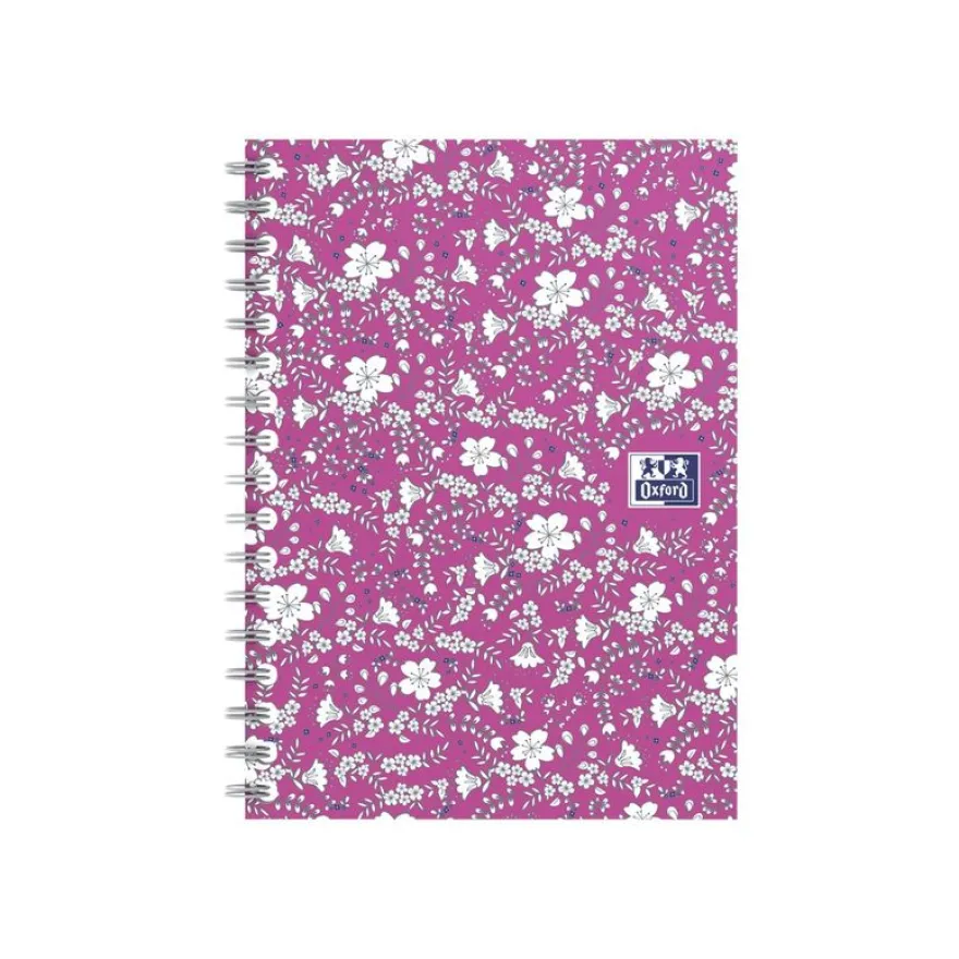 Oxford Floral - Carnet de notes à spirale - A6 - 100 pages - petits carreaux