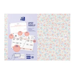 Oxford Floral - Semainier - de bureau - semainier - 60 feuilles - 7 colonnes - A4 (210 x 297 mm) - paysage - non daté