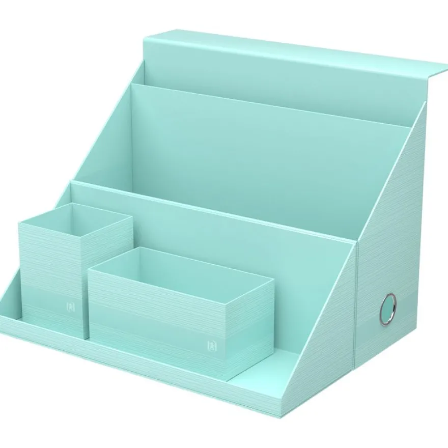 Oxford Harmonia - Boite All in box - Dos 120 mm - Carte rigide rembordée et pelliculée - Disponible en 3 coloris : bleu pastel, vert amande et noir bleuté