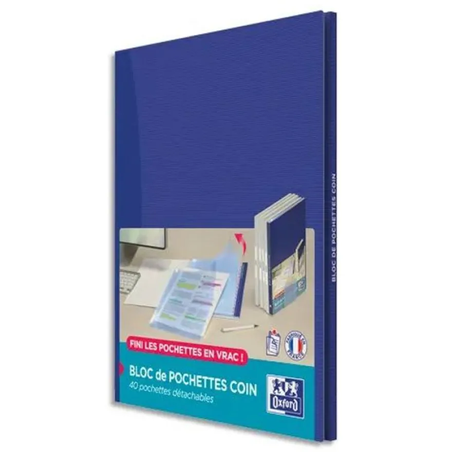 Oxford Live & Go - Bloc de 40 pochettes coins détachables - A4 - 9/100e lisse - incolore