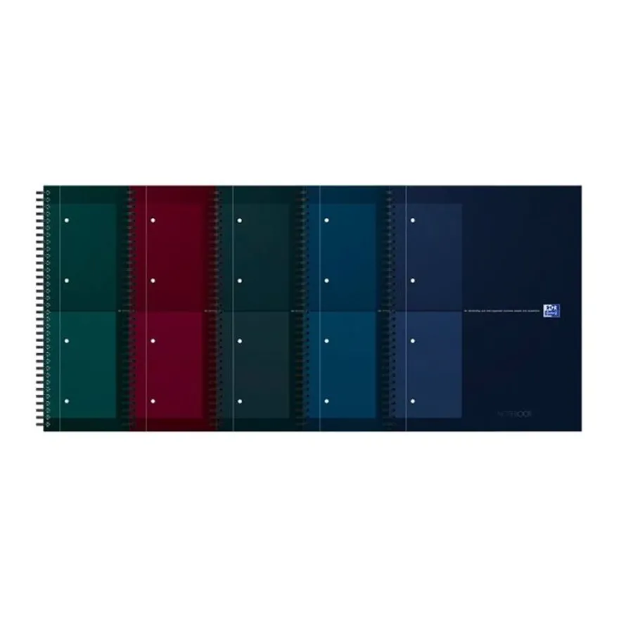 Oxford Notebook - Cahier à reliure intégrale - reliure à anneaux métalliques - A4+ - 80 feuilles / 160 pages - petits carreaux (5x5 mm) couleurs assorties