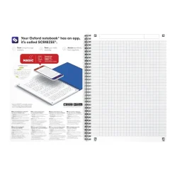 Oxford Office Essentials - Cahier A4 (21x29,7 cm) - 100 pages - grands carreaux (Seyes) - disponible dans différentes couleurs