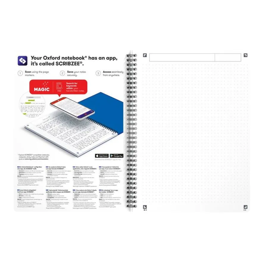 Oxford Office Essentials - Cahier à spirale B5 - 180 pages - points - disponible dans différentes couleurs