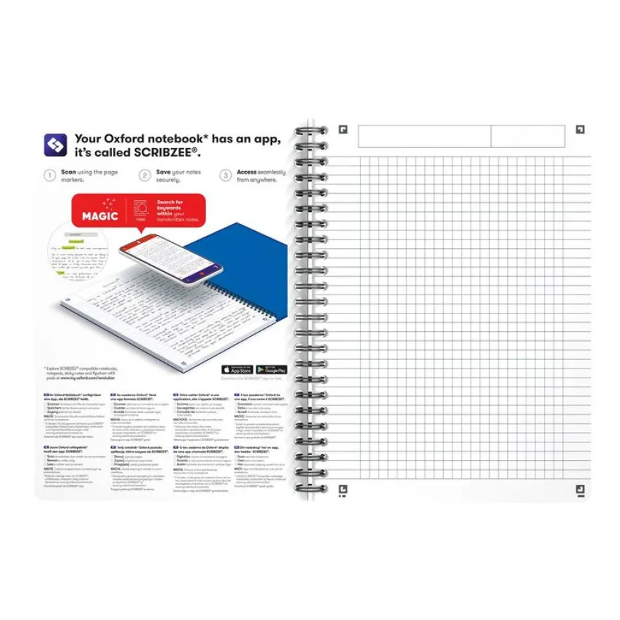 Oxford Office Smart - Cahier à spirale A5 - 180 pages - petits carreaux (5x5 mm)