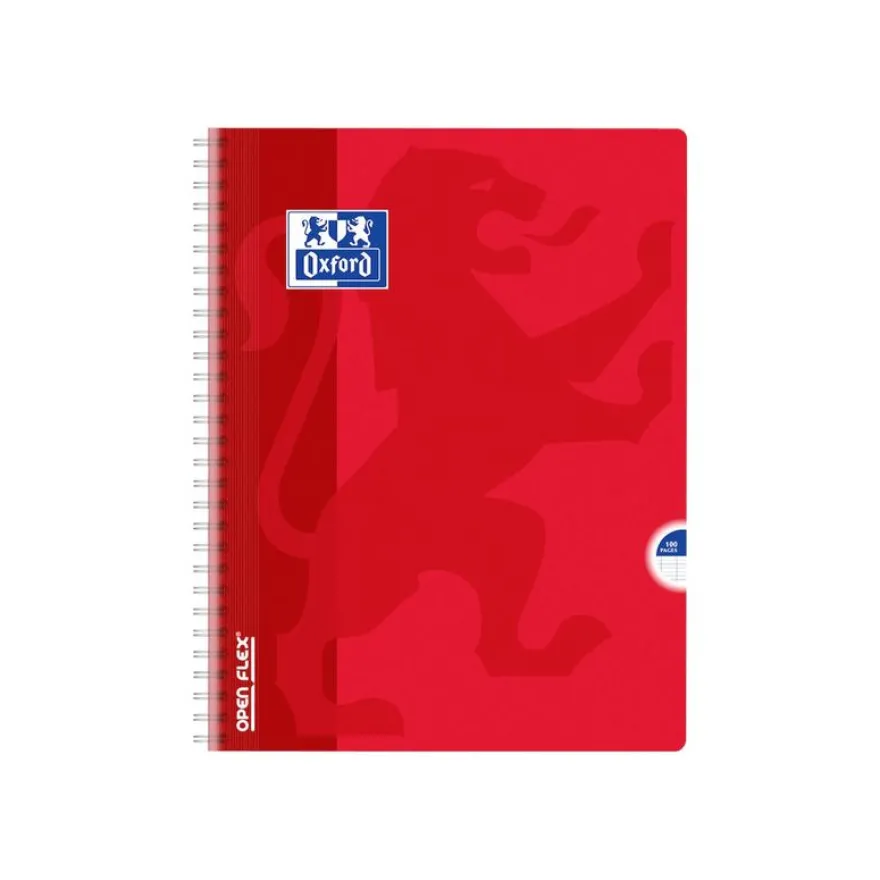 Oxford Openflex - Cahier polypro à spirale 24 x 32 cm - 100 pages - grands carreaux (Seyes) - disponible dans différentes couleurs
