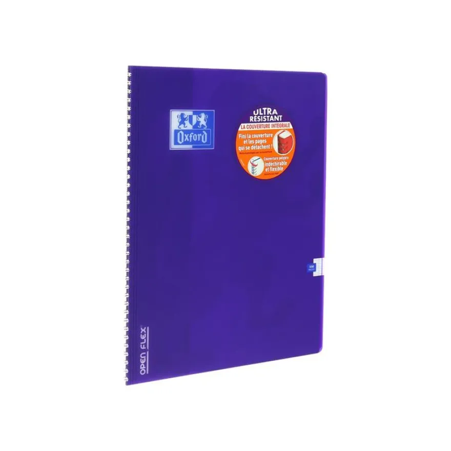 Oxford Openflex - Cahier polypro à spirale 24 x 32 cm - 100 pages - grands carreaux (Seyes) - disponible dans différentes couleurs
