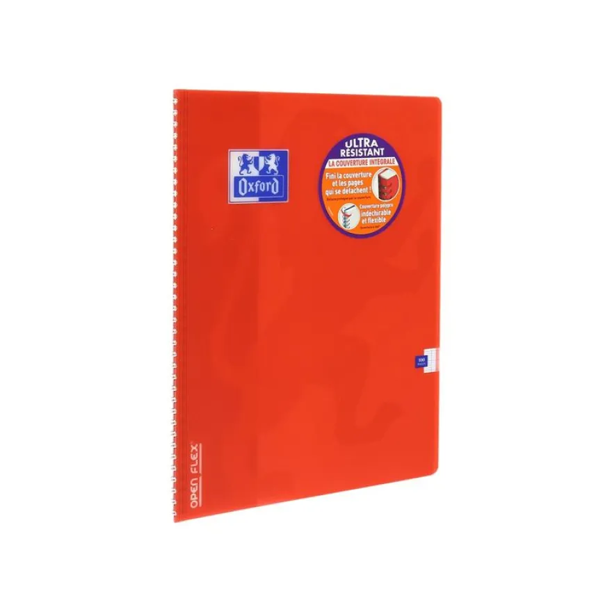 Oxford Openflex - Cahier polypro à spirale 24 x 32 cm - 100 pages - grands carreaux (Seyes) - disponible dans différentes couleurs