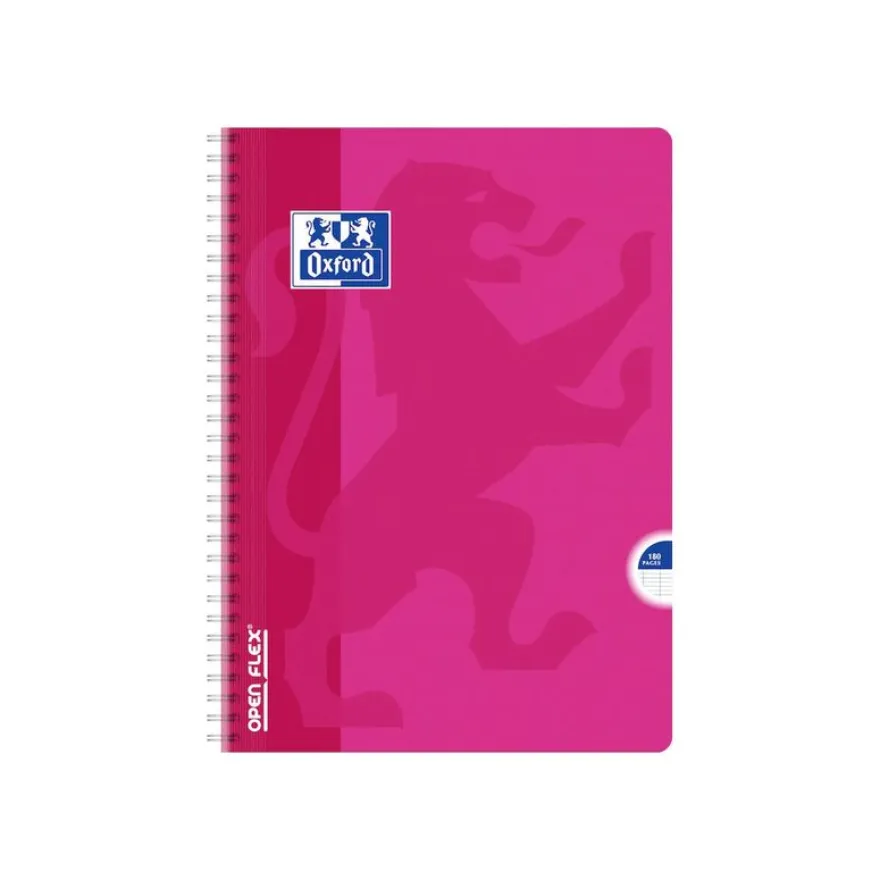 Oxford Openflex - Cahier polypro à spirale A4 (21x29,7 cm) - 180 pages - grands carreaux (Seyes) - disponible dans différentes couleurs