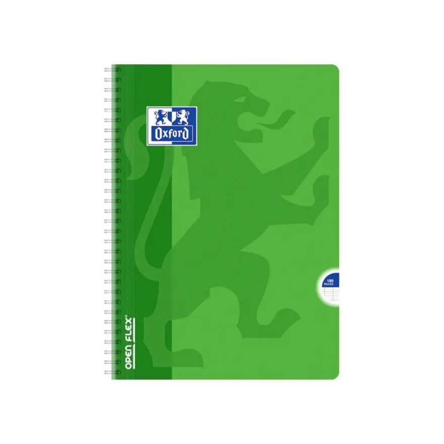 Oxford Openflex - Cahier polypro à spirale A4 (21x29,7 cm) - 180 pages - grands carreaux (Seyes) - disponible dans différentes couleurs