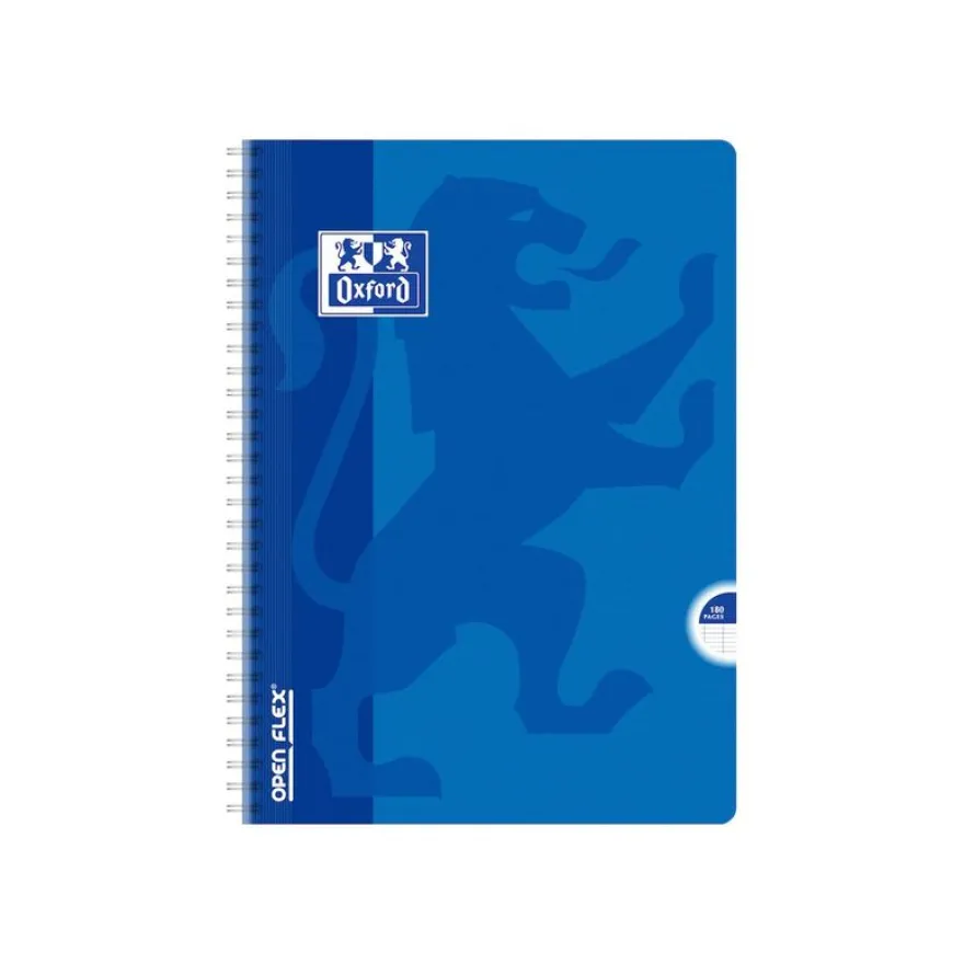 Oxford Openflex - Cahier polypro à spirale A4 (21x29,7 cm) - 180 pages - grands carreaux (Seyes) - disponible dans différentes couleurs