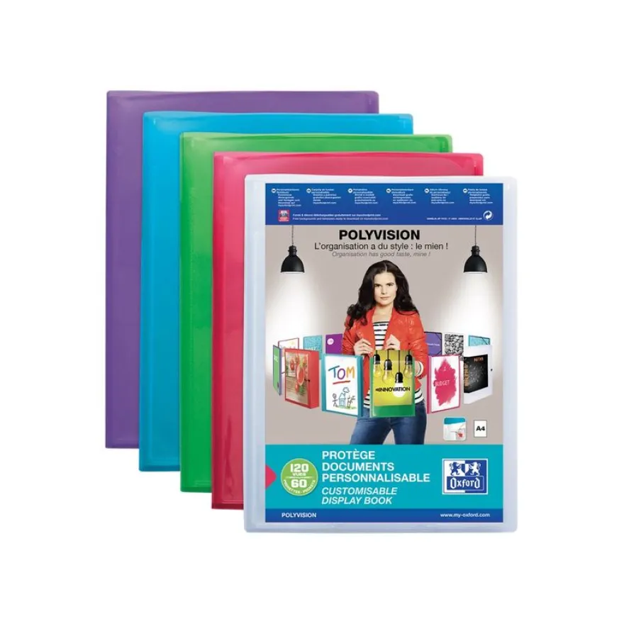 Oxford Polyvision - Porte vues personnalisable - 120 vues - A4 - disponible dans différentes couleurs translucides