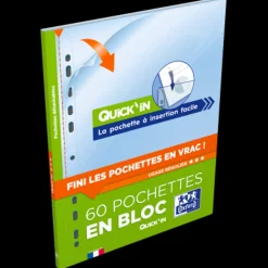 Oxford Quick'In - Bloc de 60 pochettes perforées - A4 - lisse - pour 25 feuilles