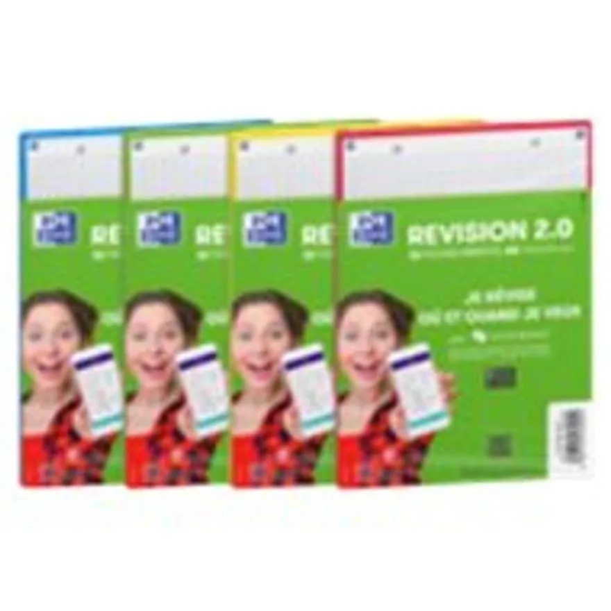 Oxford REVISION 2.0 - Pack de 32 Fiches Bristol Scribzee - A5 - petits carreaux - perforées - couleurs assorties