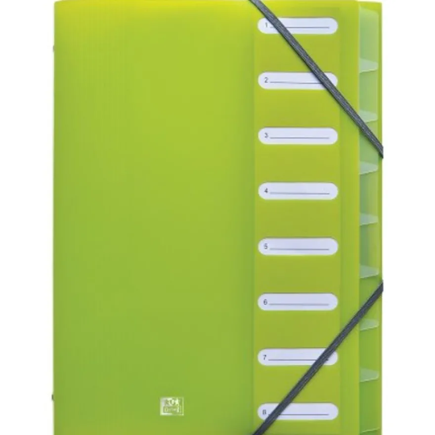 Oxford School Life - Trieur polypro 8 positions - disponible dans différentes couleurs
