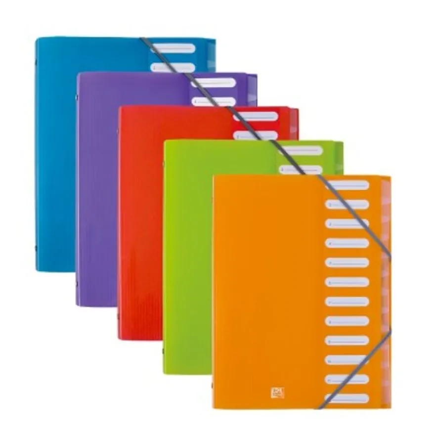 Oxford School Life - Trieur polypro 12 positions - disponible dans différentes couleurs