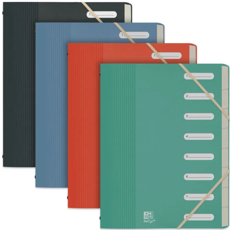 Oxford School Life Recyc+ - Trieur polypro 8 positions - A4 - disponible dans différentes couleurs